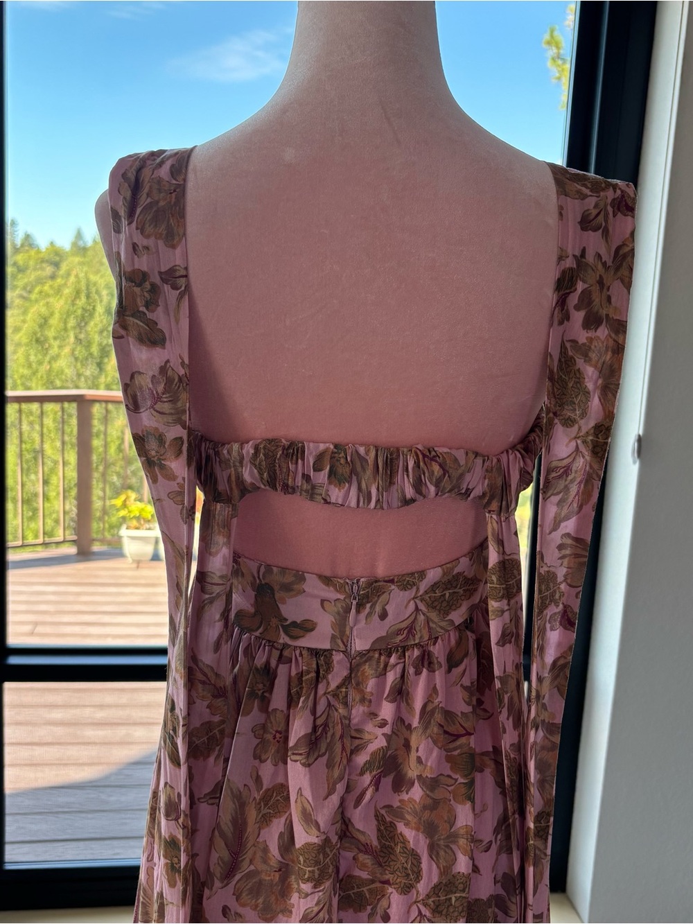 Amalie Pink Floral Tencel Halter Open Back Midi Dress US 2 - Picture 4 of 14